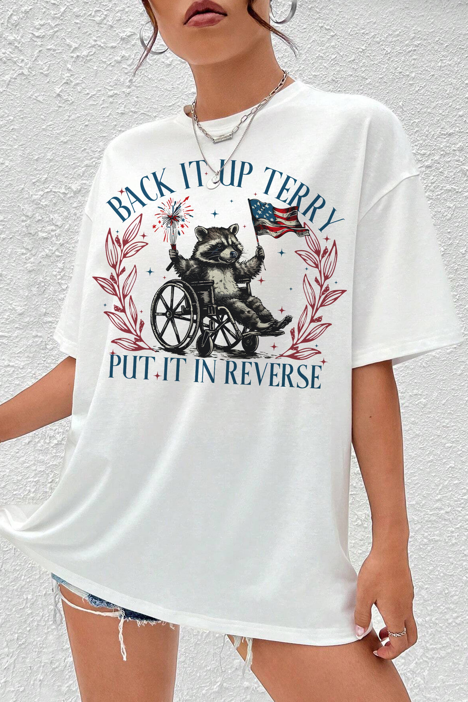 New Back It Up Terry Retro 4th of July Raccoon Tee For Women