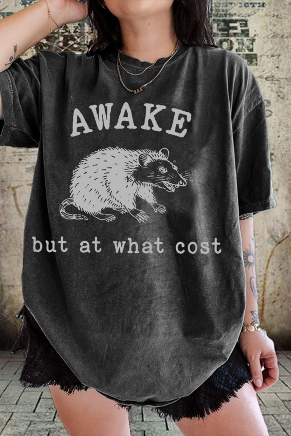 New Awake But At What Cost Funny Possum Tee For Women