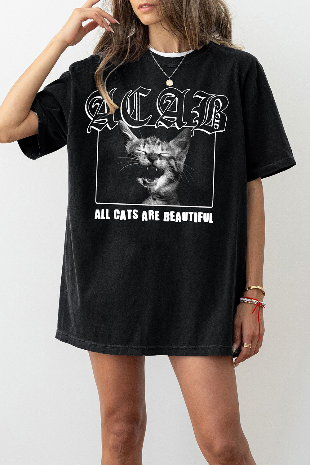 New All Cats are Beautiful Anarchy Funny Cat Tee For Women