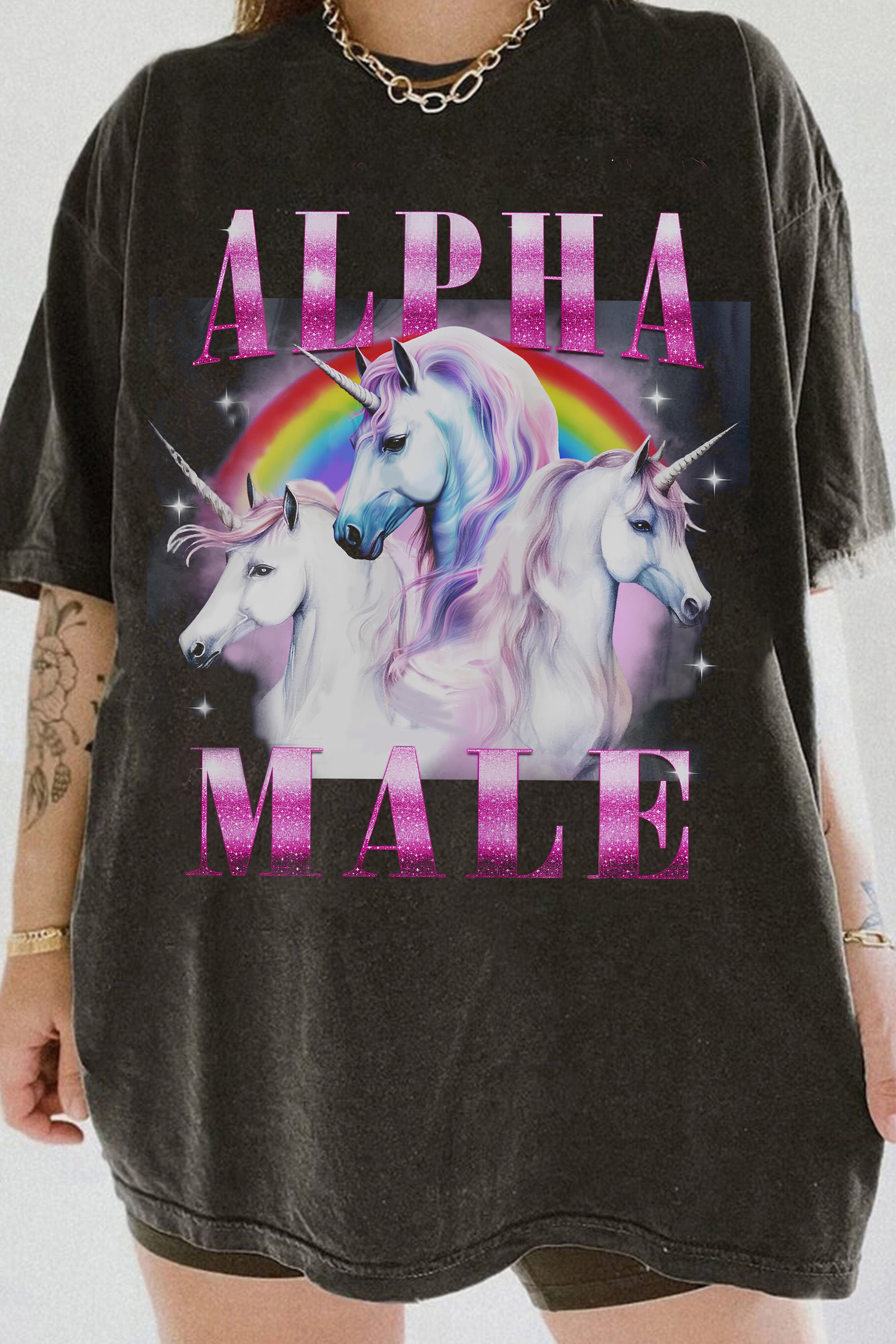 New Alpha Male Unicorn Ironic Tee For Women