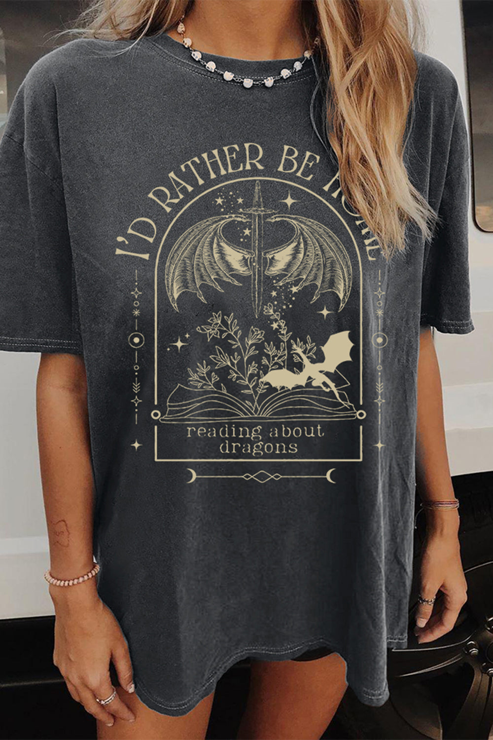 A Book a Day Dragon Bookish Fantasy Book Merch Tee For Women