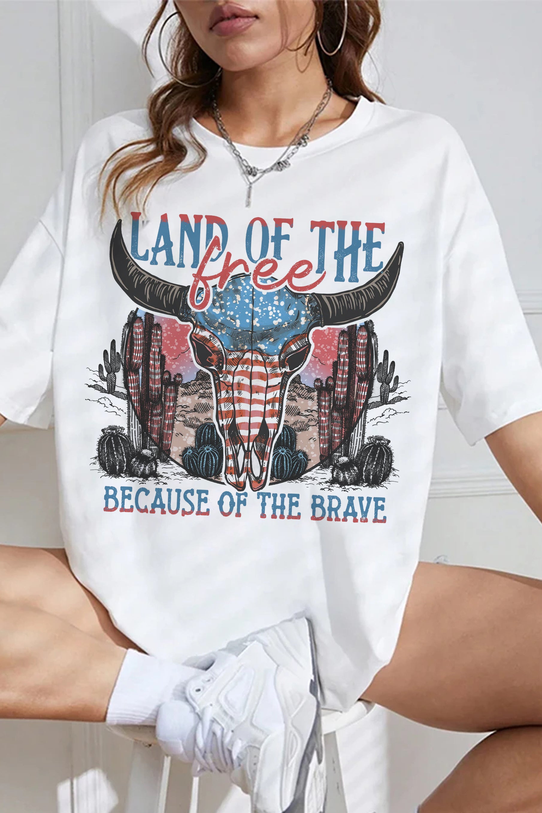 4th of july Land of the free because of the brave Tee For Women