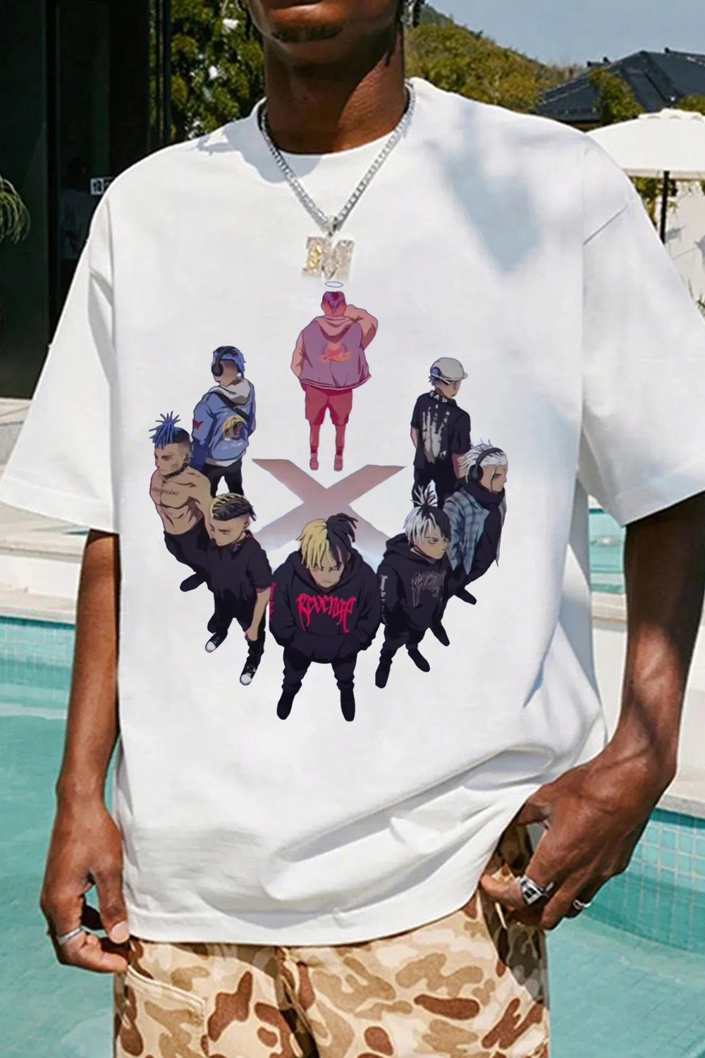 New XXXTentacion cartoon print men’s short-sleeved T-shirt