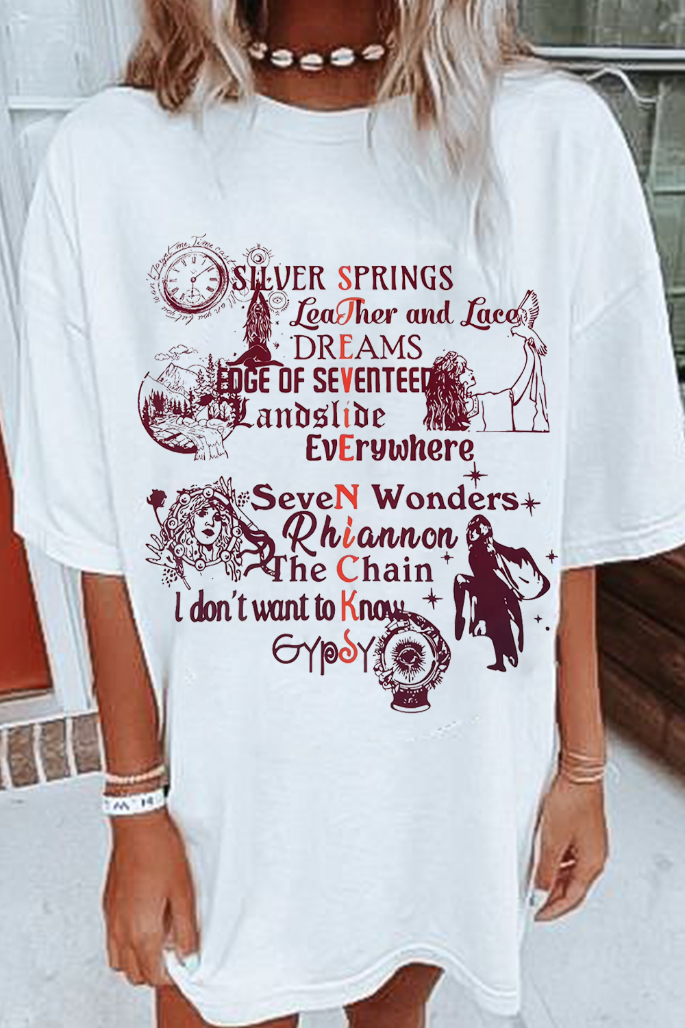 New Witch Letter Print Round Neck Loose Short Sleeve T-Shirt