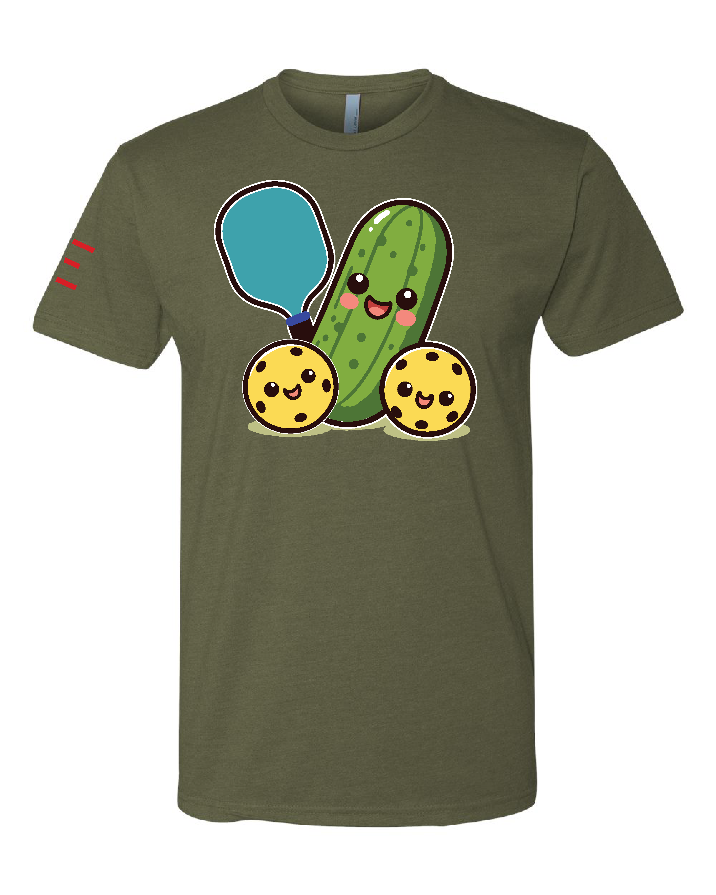 Cute Pickle Holding a Paddle Pickleball T-Shirt 