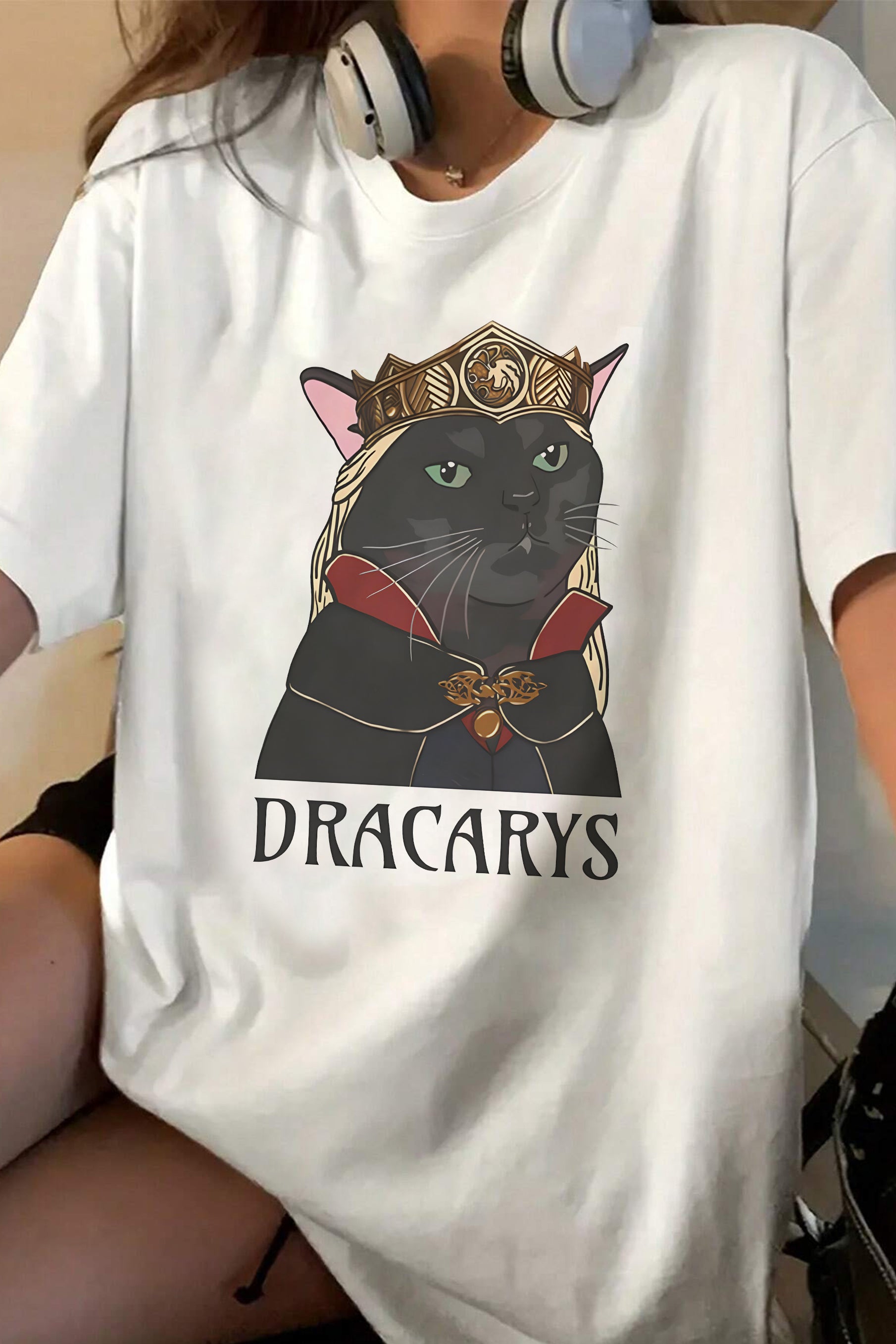 New T-Shirt Zoned Out Black Cat Dracarys Hotd Tee For Women