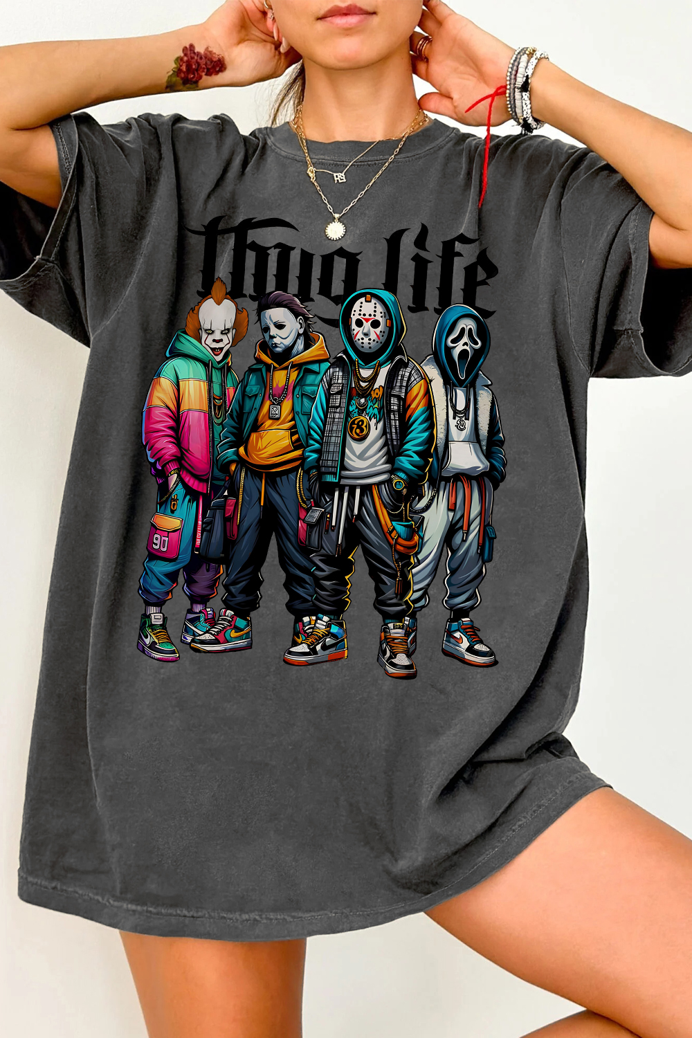 New T-Shirt Thug Life Merch, Shirt Thug Life Horror For Women