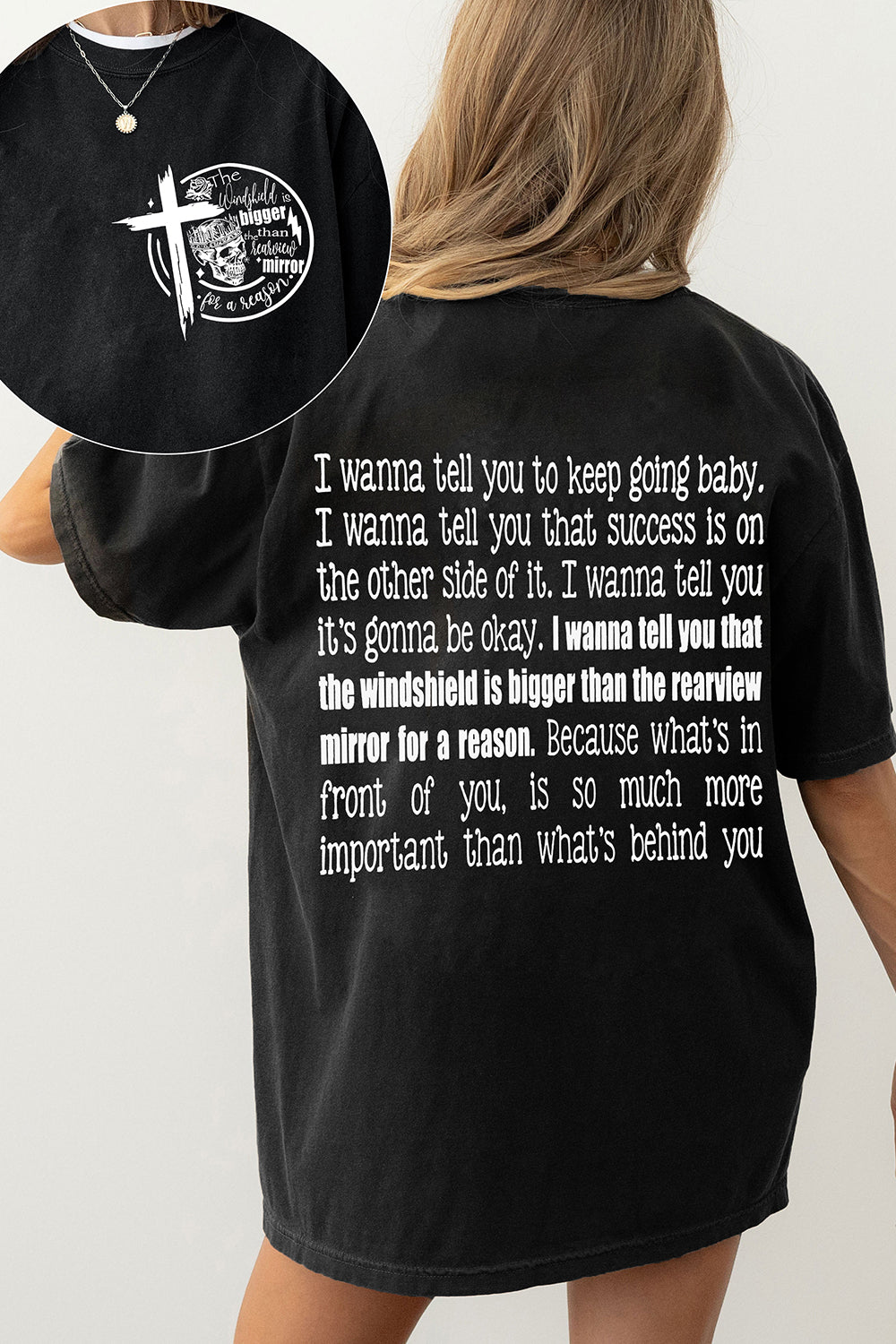 T-Shirt The Windshield Merch, Shirt The Windshield Is Bigger Than The Rearview Mirror Jelly Roll For Women