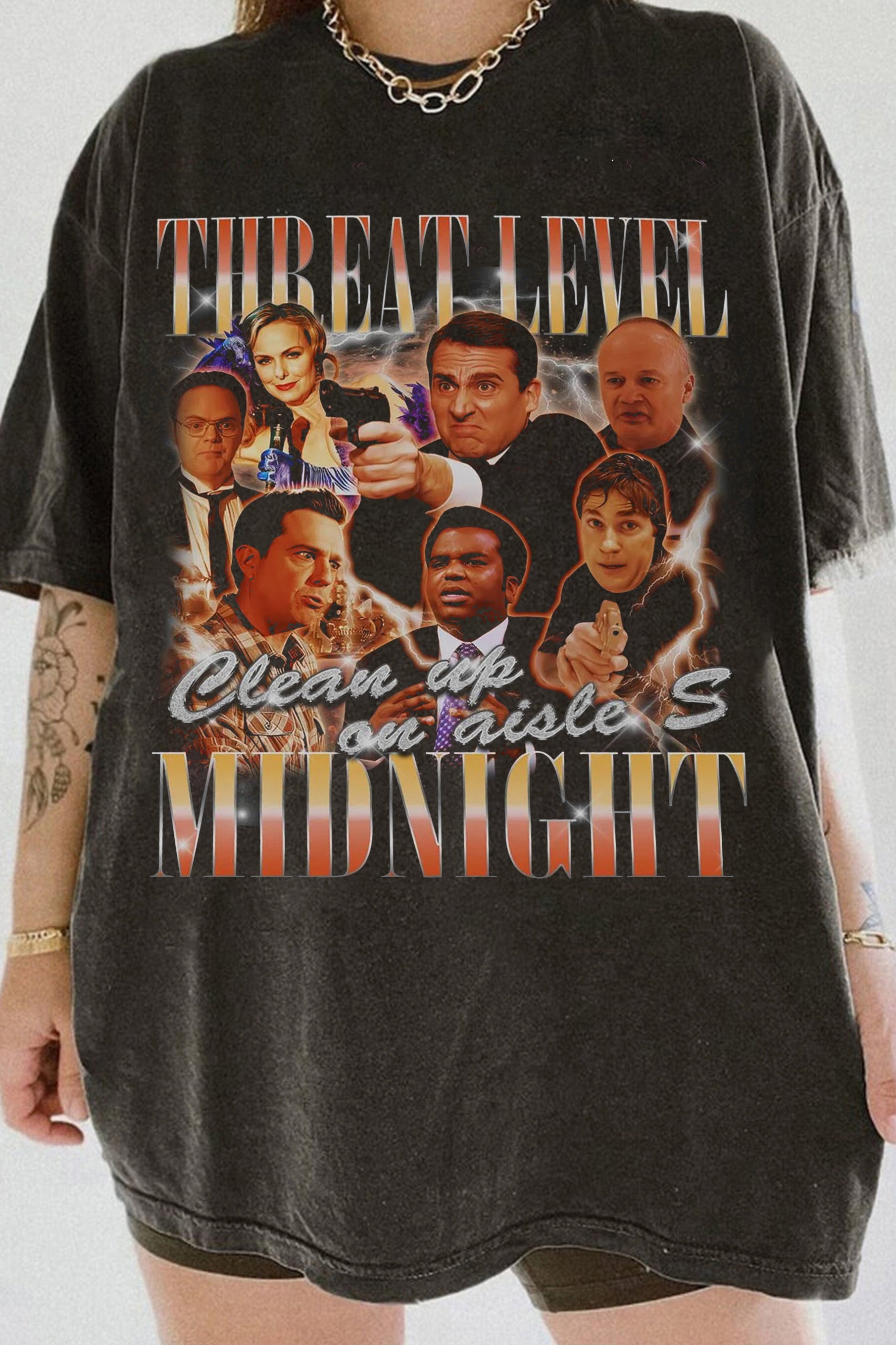 New T-Shirt Threat Level Merch, Shirt Threat Level Midnight Michael Scott Bootleg Rap For Women