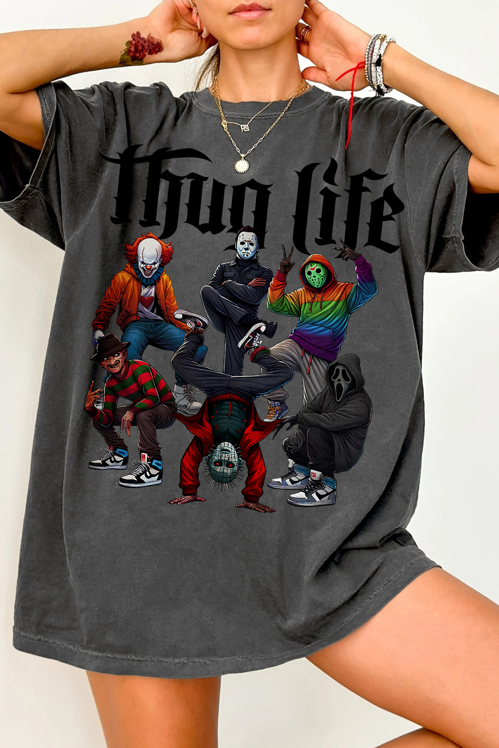 T-Shirt Thug Life Merch, Shirt Thug Life The Gang Horror Movie For Women