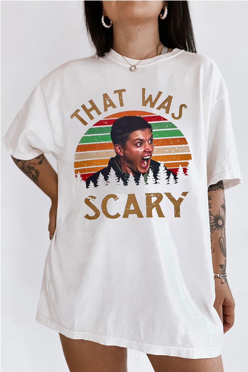 T-Shirt That Was Merch, Shirt That Was Scary Print Short-Sleeved