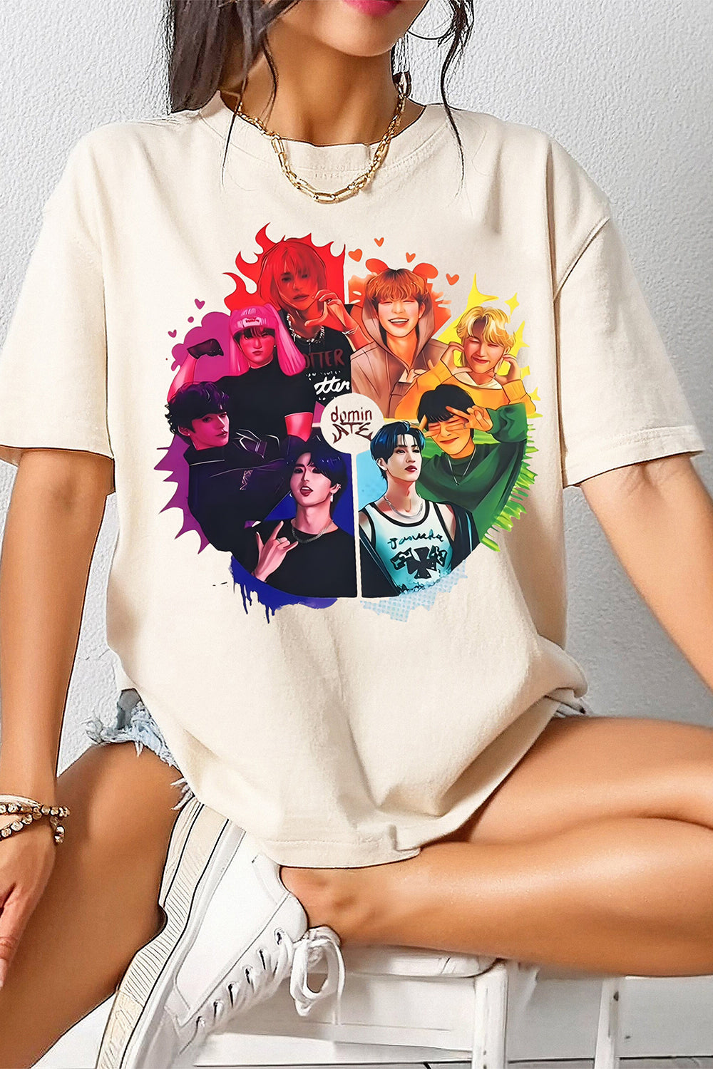 New T-Shirt Stray Kids Merch, Shirt Stray Kids Dominate World Tour Graphic For Women