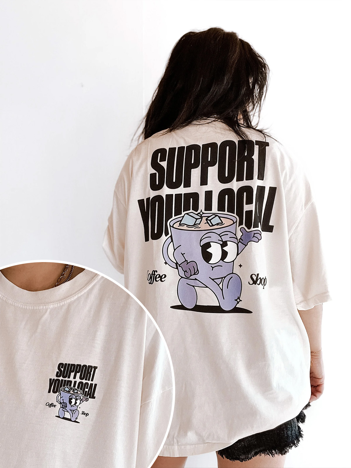 New T-Shirt Support Your Merch, Shirt Support Your Local Coffee Shop