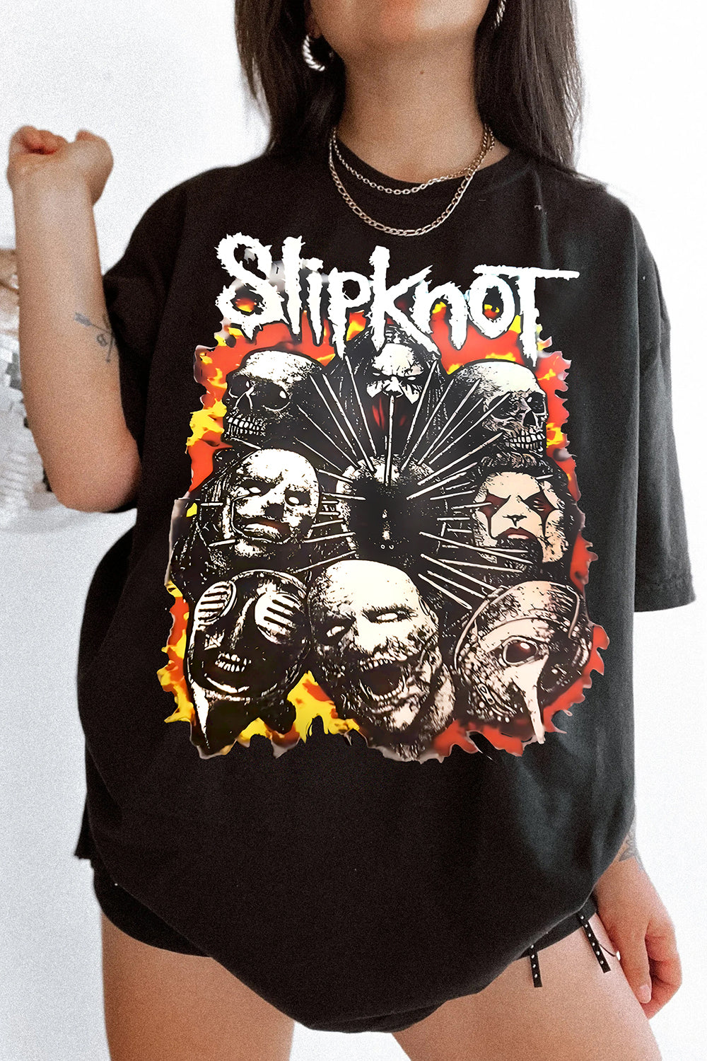 T-Shirt Slipknot Rock Merch, Shirt Slipknot Rock Band Graphic For Women