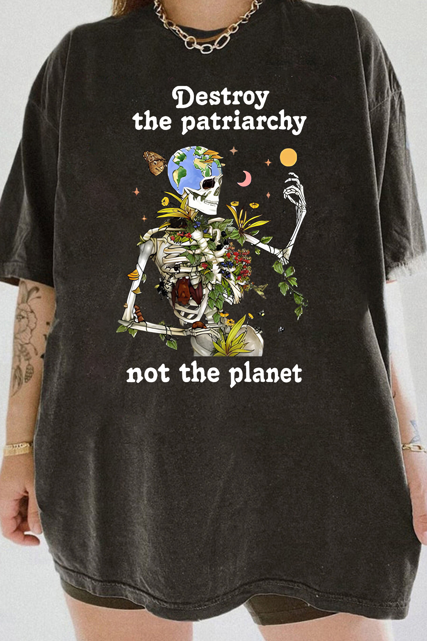 New T-Shirt Skull Flower Merch, Shirt Skull Flower For Women
