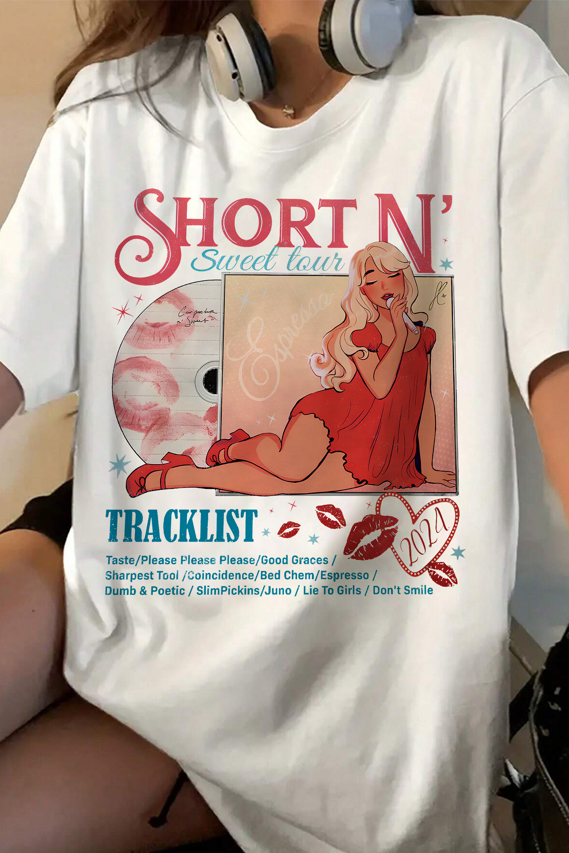 T-Shirt Short N Merch, Shirt Short N Sweet Sabrina Ver.2 For Women