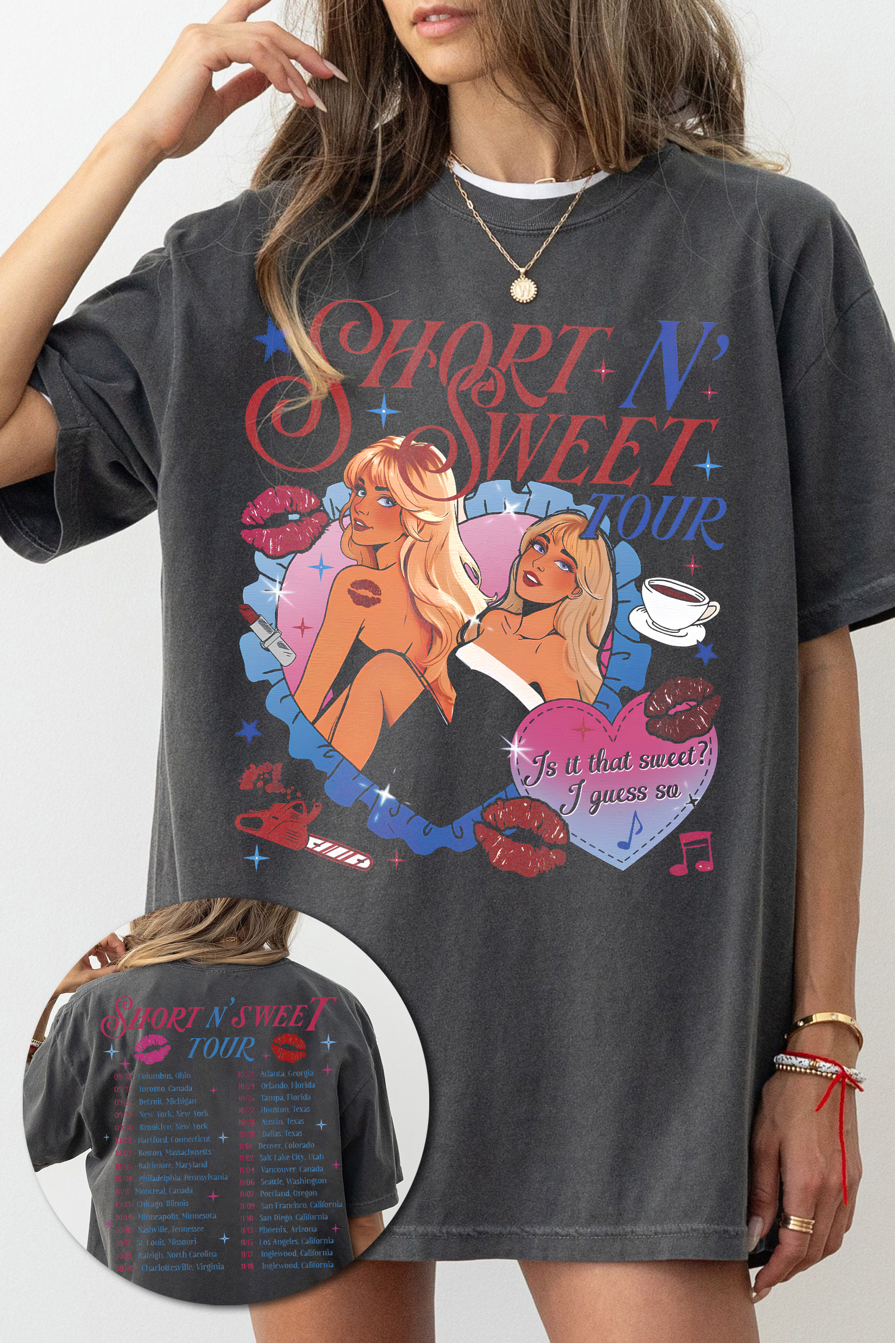 New T-Shirt Short N Merch, Shirt Short N Sweet Sabrina Ver.1 For Women