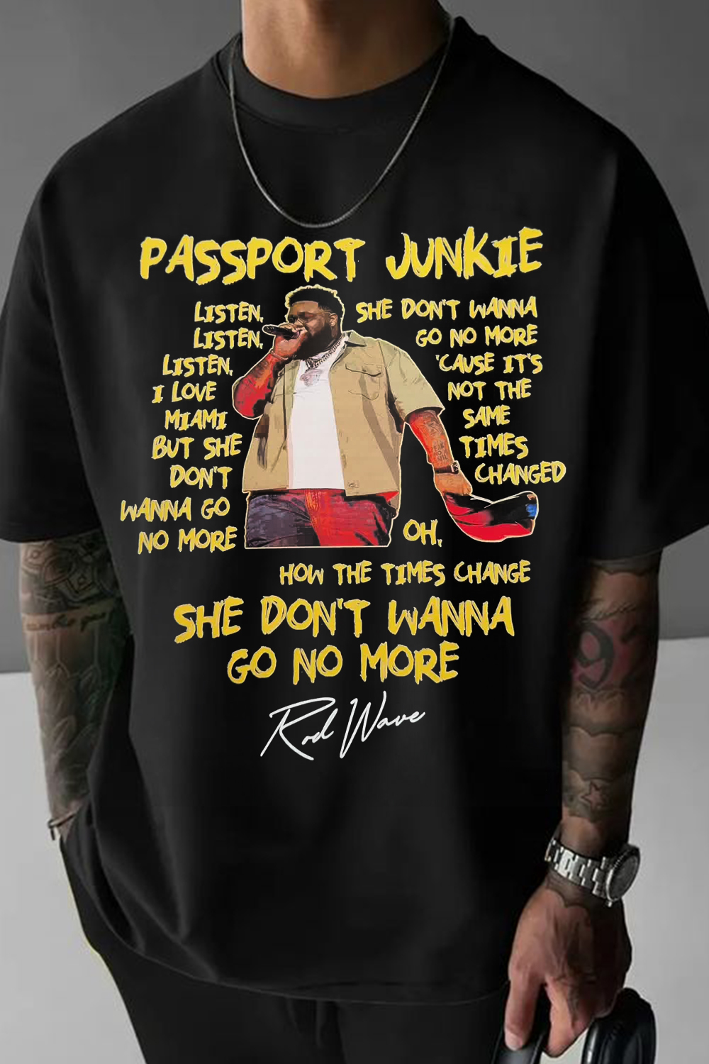 T-Shirt Rod Wave Merch, Shirt Rod Wave Casual Printed Round Neck Men'S Short-Sleeved