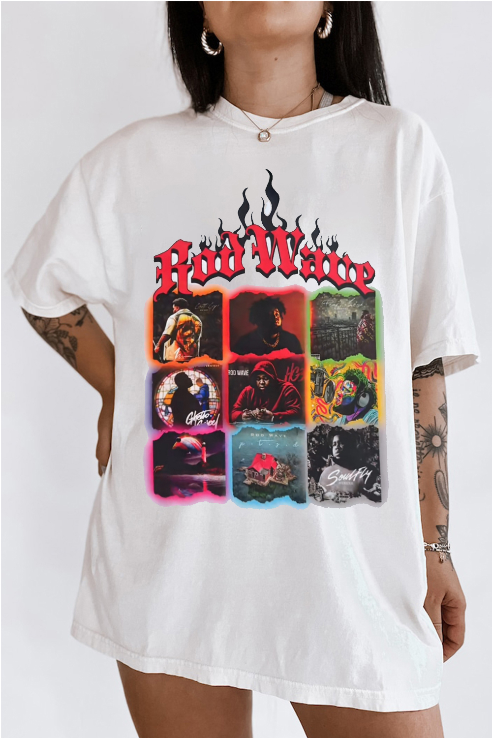 T-Shirt Rodwave Flame Merch, Shirt Rodwave Flame Personality Print Short Sleeve