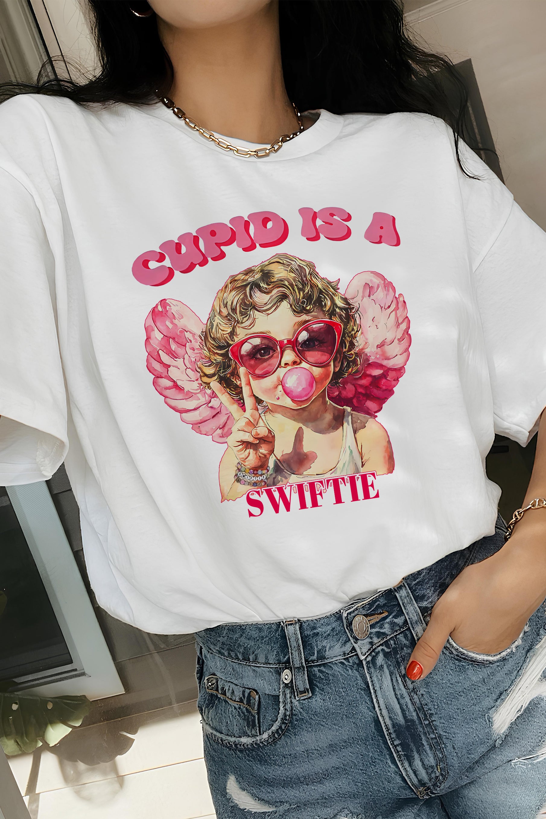 New T-Shirt Retro Cupid Merch, Shirt Retro Cupid Ttpd For Women