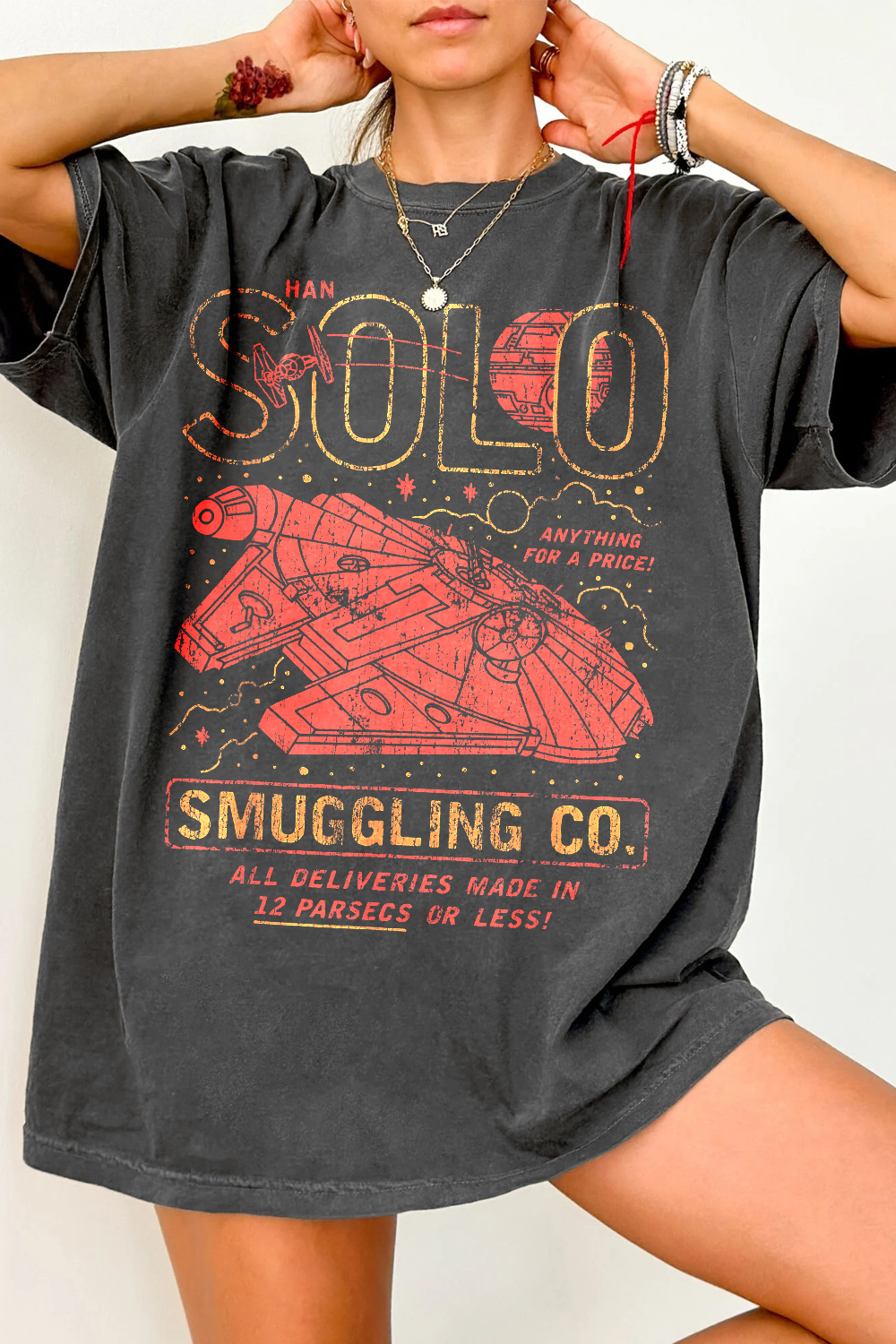 New T-Shirt Retro Star Merch, Shirt Retro Star Wars Han Solo Smuggling For Women