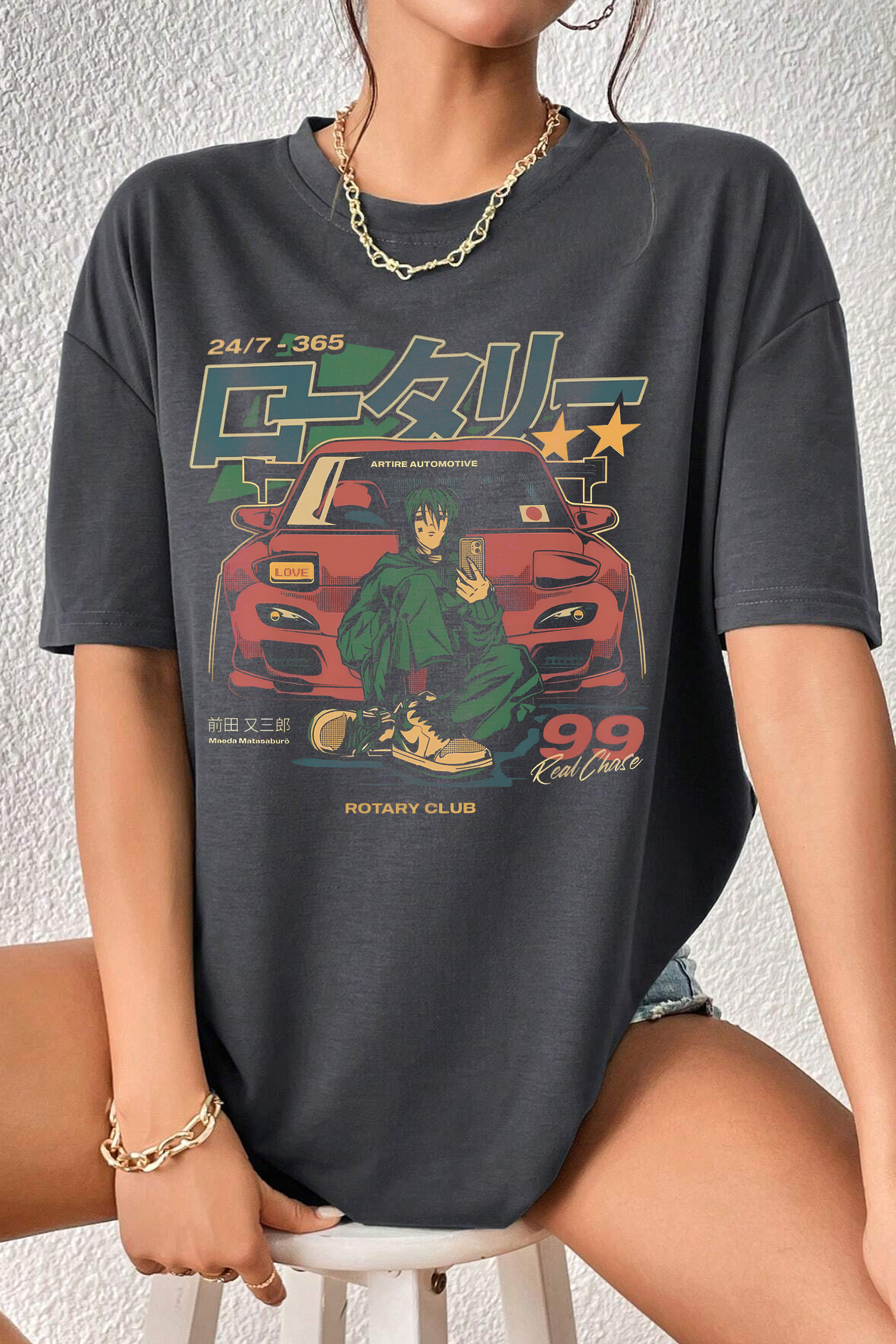 New T-Shirt Retro Japanese Merch, Shirt Retro Japanese Anime Car Graphic For Women