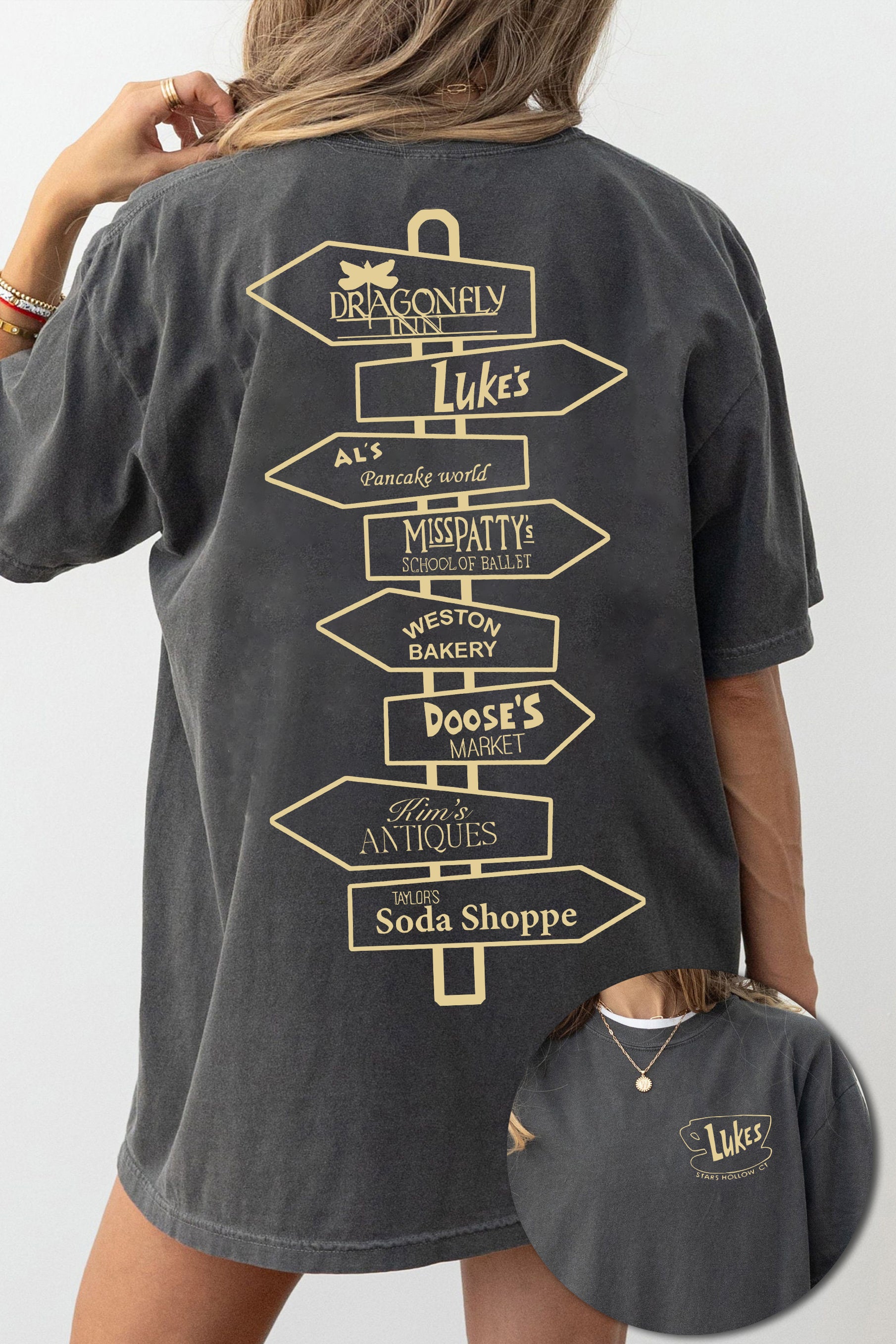 T-Shirt Pocket Size Merch, Shirt Pocket Size Luke'S Diner Stars Hollows For Women