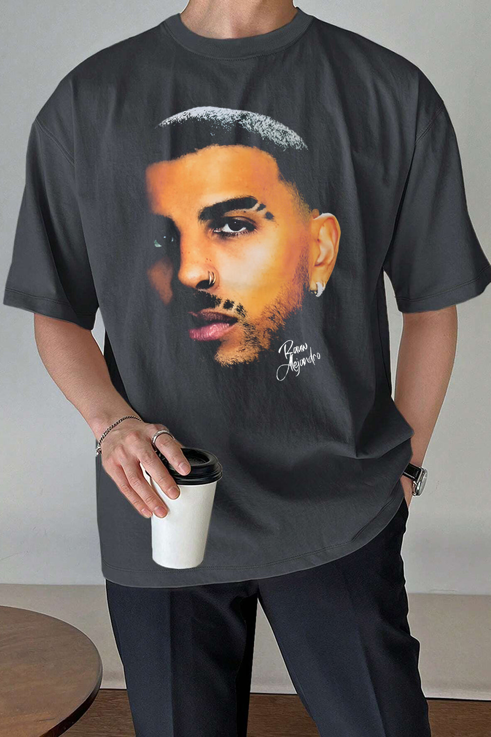 New T-Shirt Rauw Alejandro Merch, Shirt Rauw Alejandro Vintage Look For Men