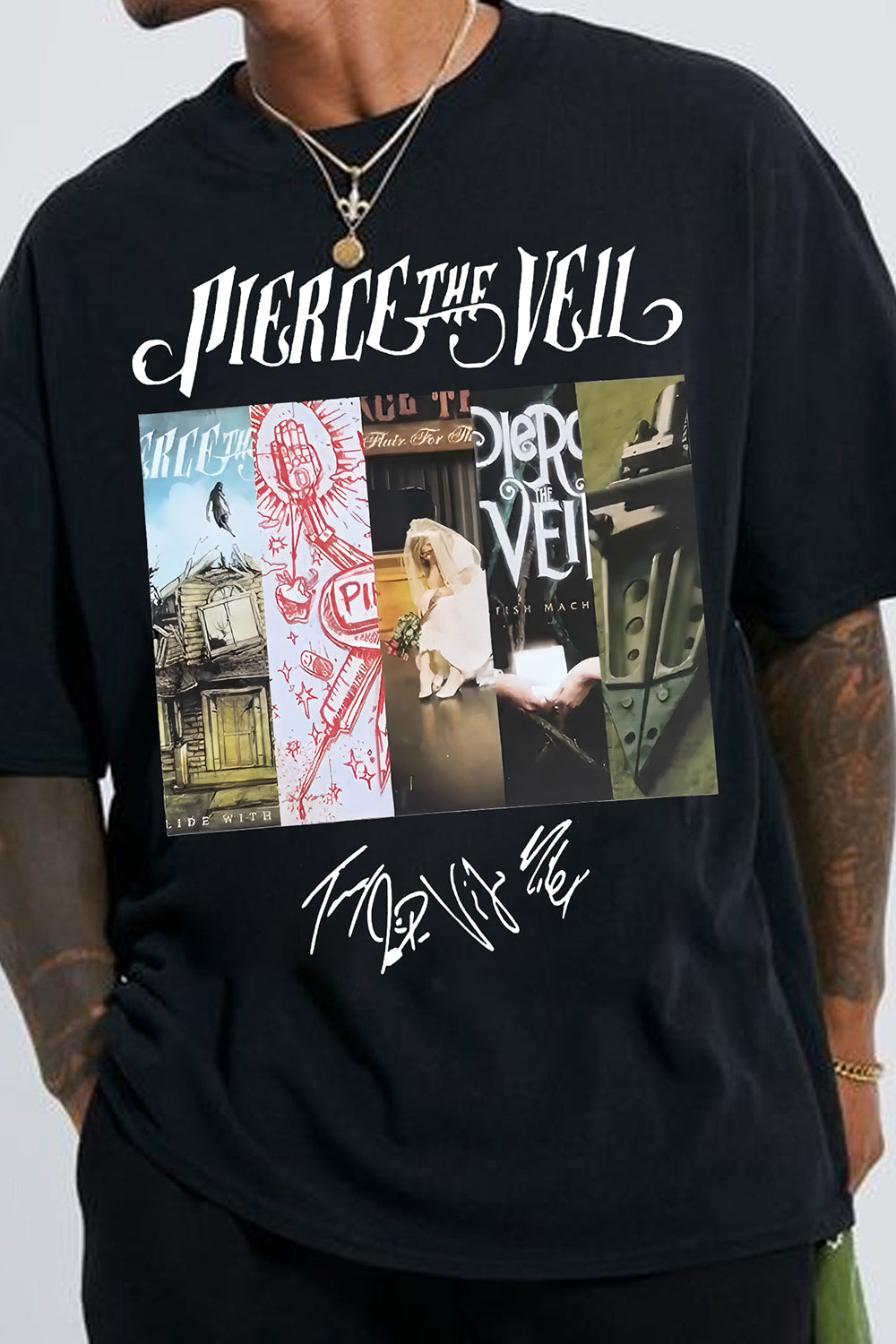 T-Shirt Pierce The Merch, Shirt Pierce The Veil Merch Graphic For Men