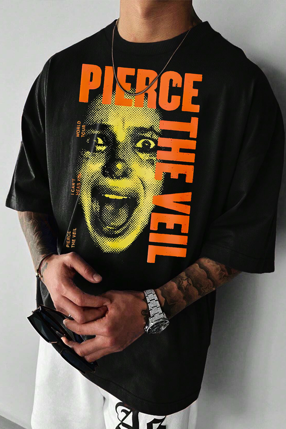 T-Shirt Pierce The Merch, Shirt Pierce The Veil Screaming Lady I Cant Heart You World Tour For Men