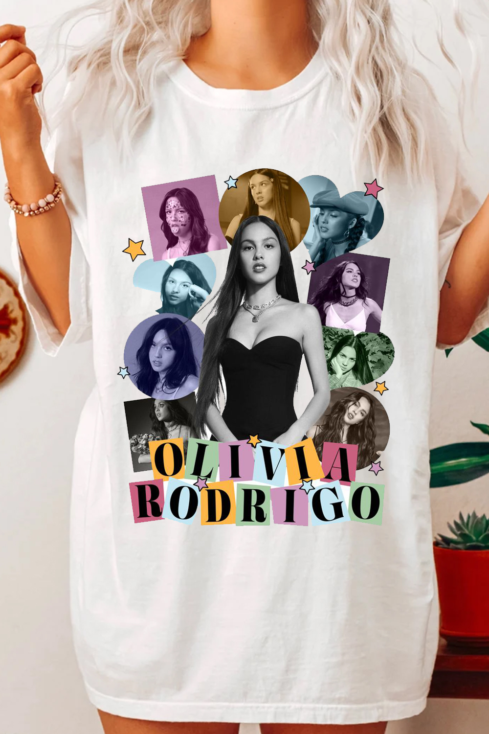 T-Shirt Olivia Printed Merch, Shirt Olivia Printed Loose Round Neck Short Sleeve