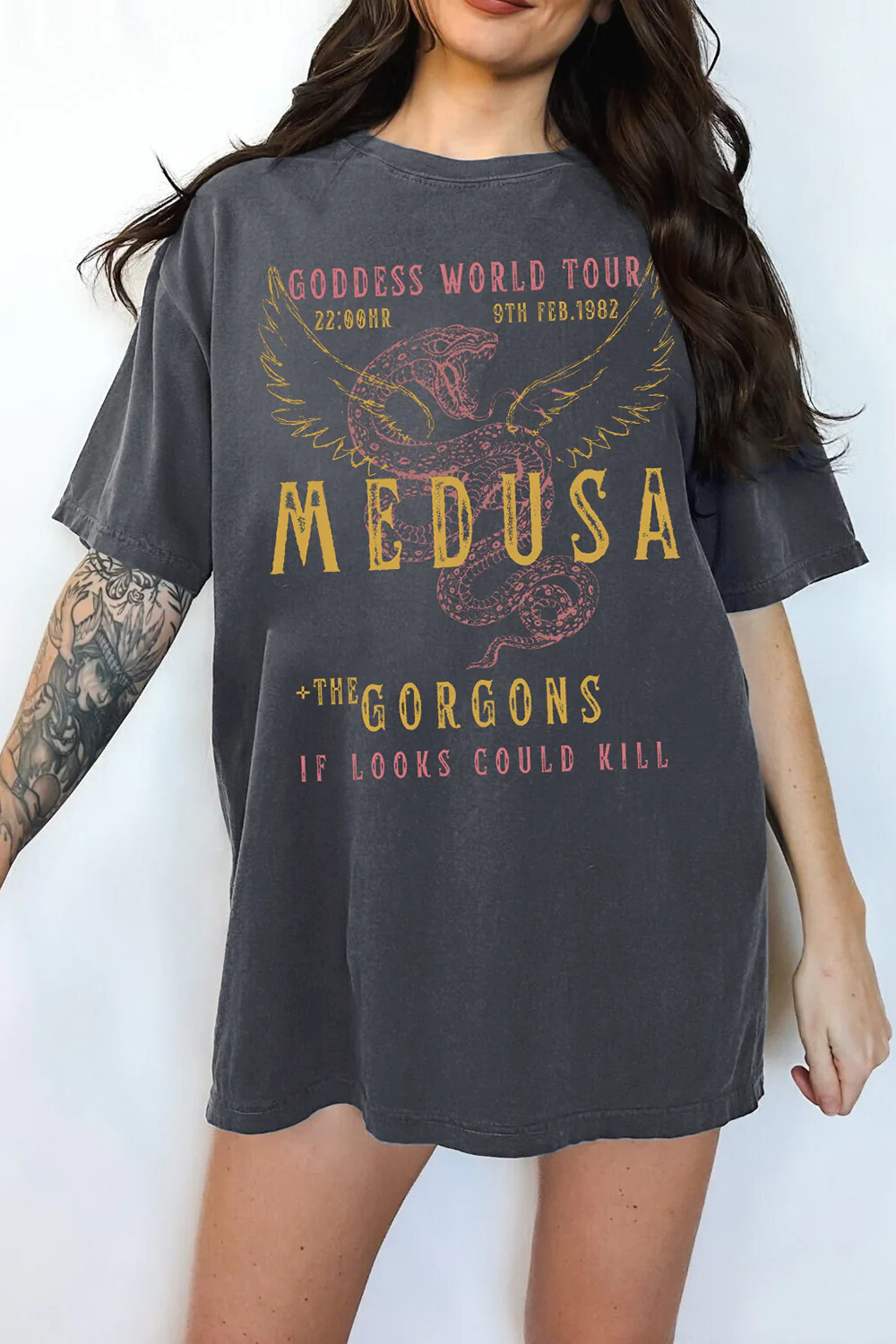 T-Shirt Medusa Distressed Merch, Shirt Medusa Distressed Band Snake For Women