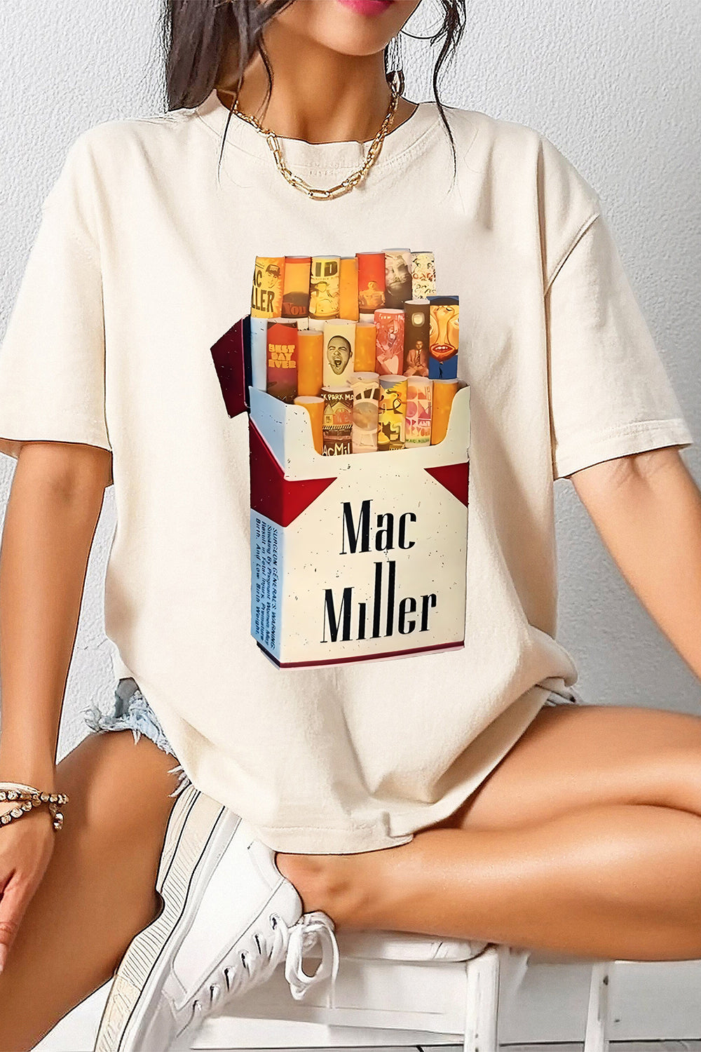 New T-Shirt Mac Miller Merch, Shirt Mac Miller Cigarette Case Graphic For Women