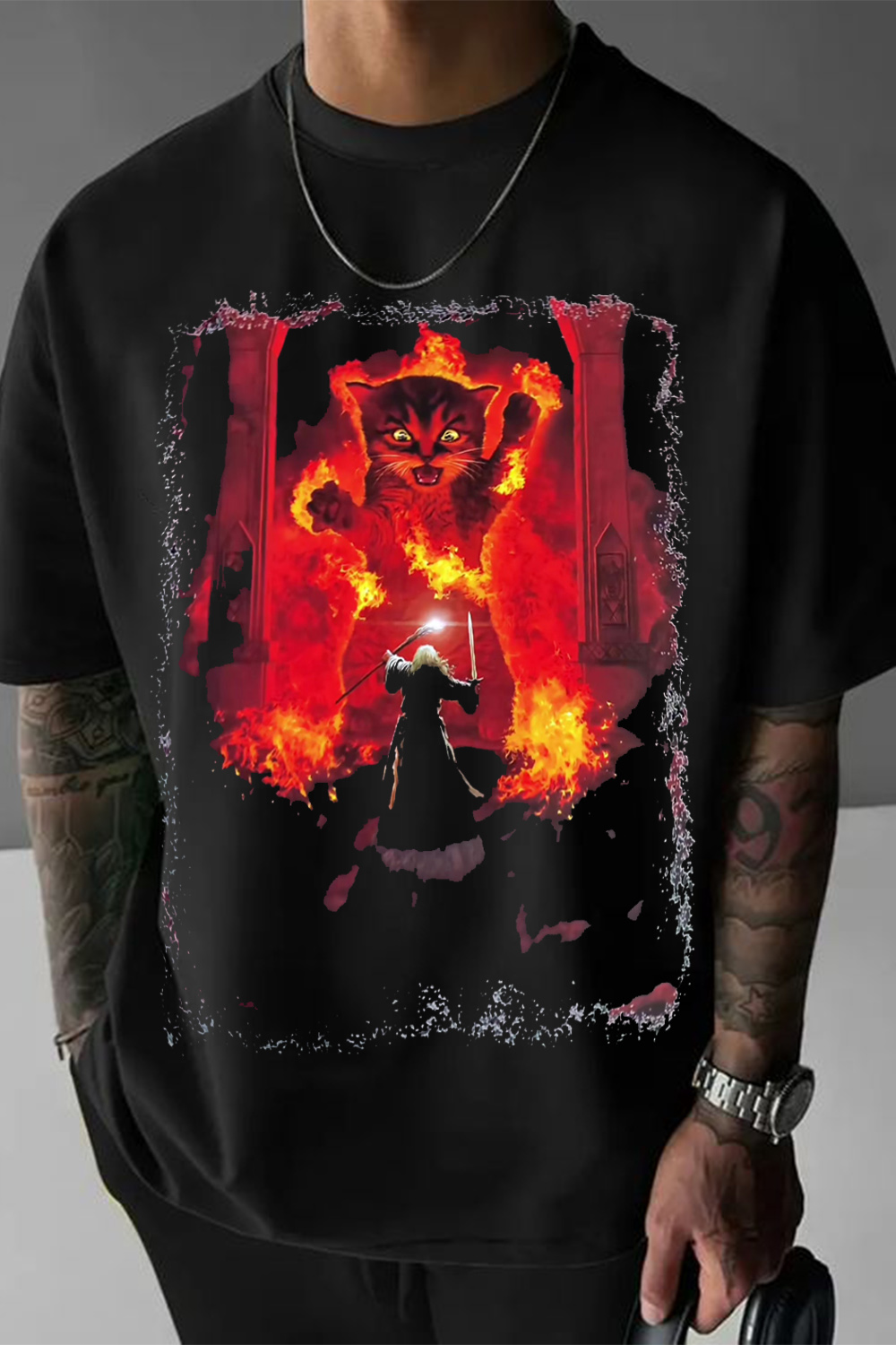 New T-Shirt Lord Of Merch, Shirt Lord Of The Rings Cat Men’S Short-Sleeved