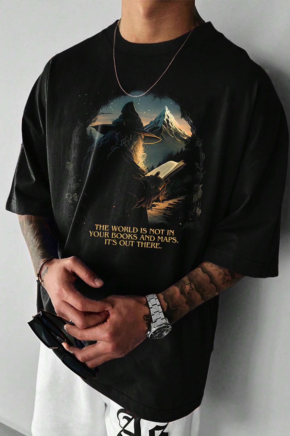 New T-Shirt Lord Of Merch, Shirt Lord Of The Rings Gandalf Reading For Men