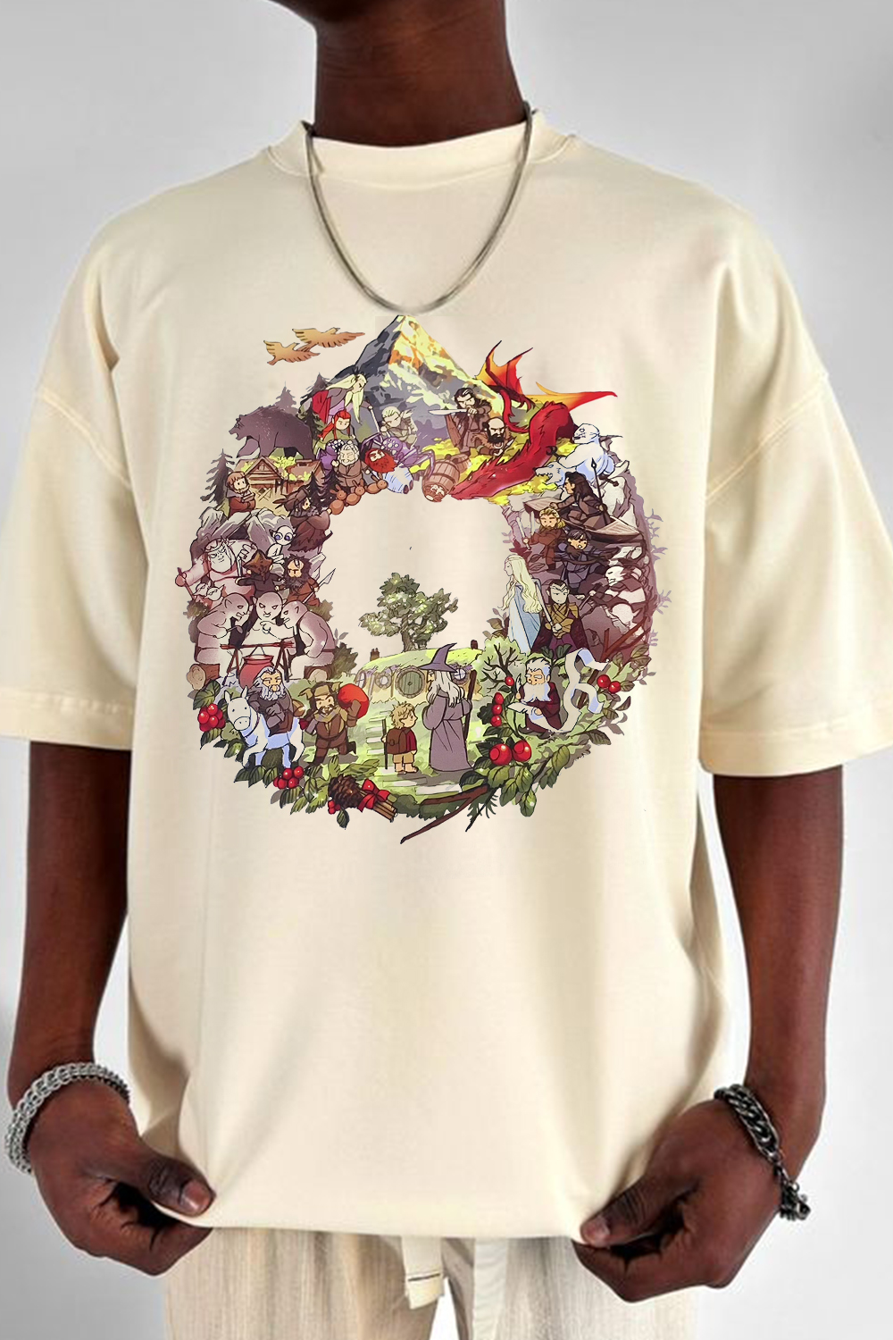 New T-Shirt Lord Of Merch, Shirt Lord Of The Rings Cartoon Casual Print Short-Sleeved Men’S