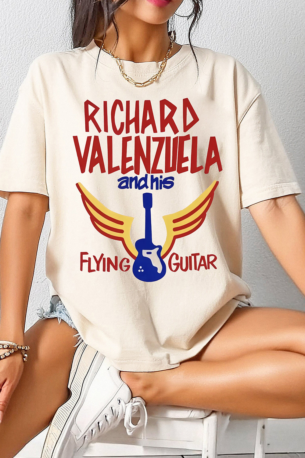 New T-Shirt Labamba Movie Merch, Shirt Labamba Movie Bob Richard Valenzuela And His Flying Guitar For Women