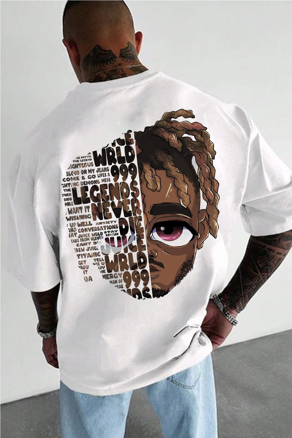 New T-Shirt Juice Wrld Merch, Shirt Juice Wrld Cartoon Print Short Sleeve Men’S