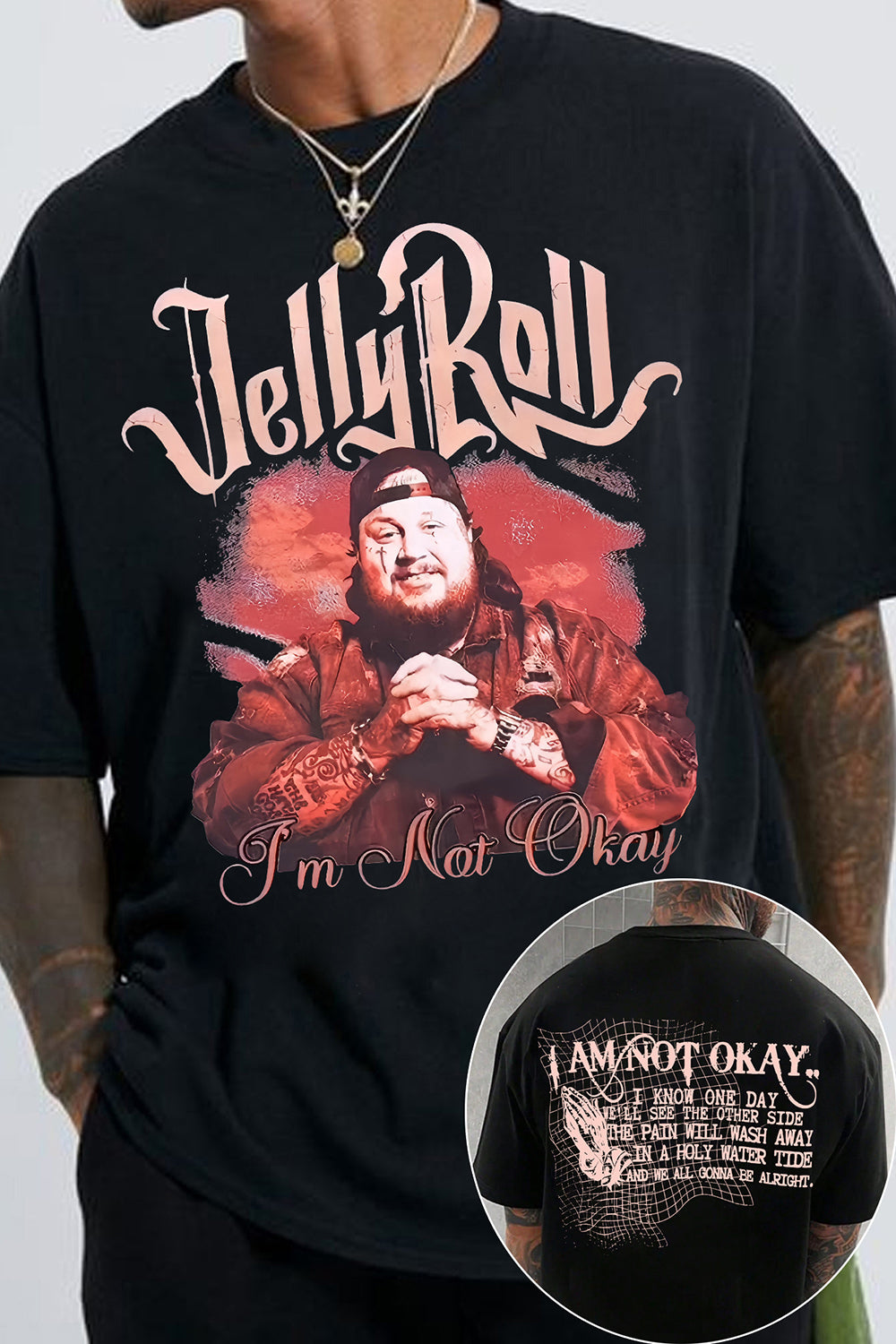 T-Shirt Jelly Roll Merch, Shirt Jelly Roll I Am Not Okay Graphic For Men