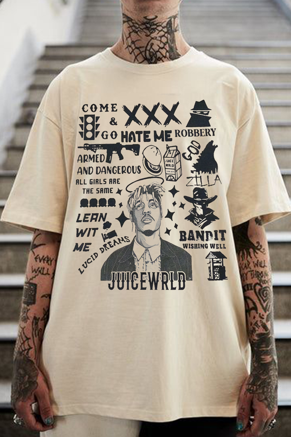 New T-Shirt Juice World Merch, Shirt Juice World Cartoon Men’S Short-Sleeved
