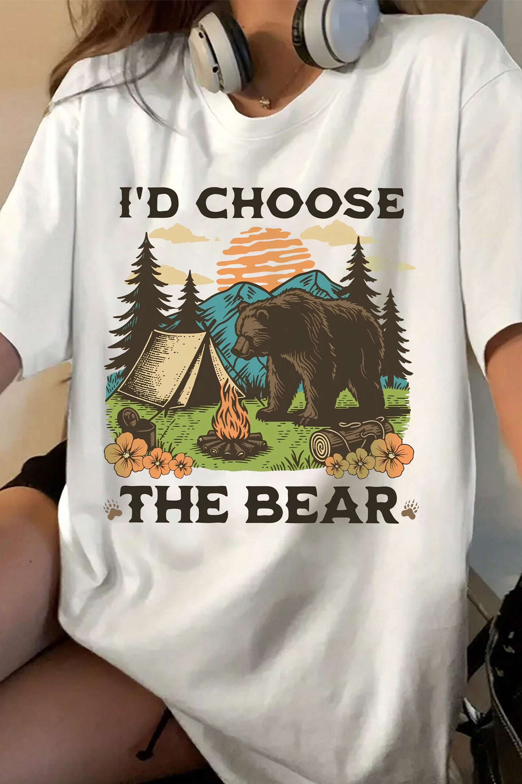 T-Shirt Id Choose Merch, Shirt Id Choose The Bear Trendy Feminist For Women