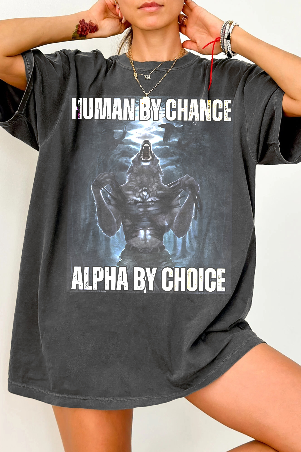 T-Shirt Human By Merch, Shirt Human By Chance Alpha By Choice For Women