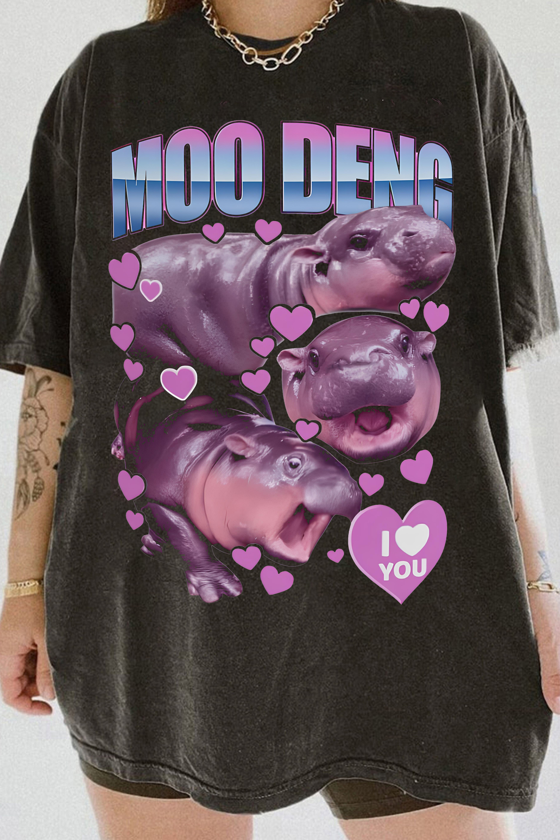T-Shirt Hippo Star Merch, Shirt Hippo Star Moo Deng For Women
