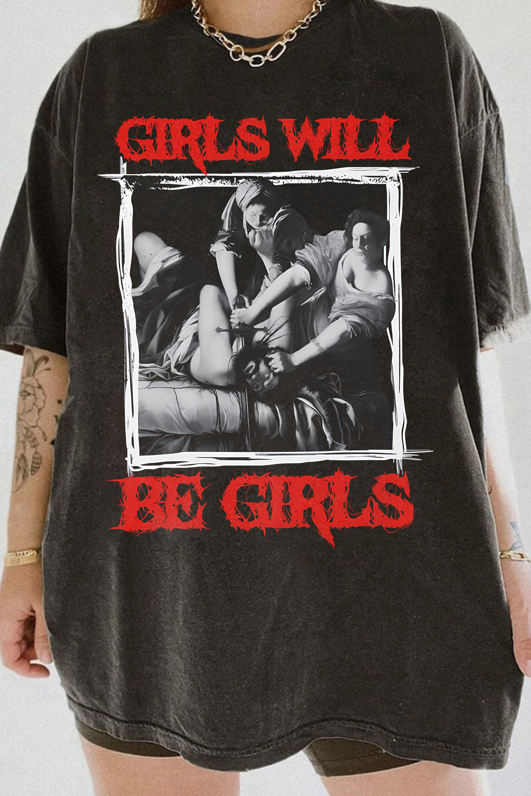 New T-Shirt Girls Will Merch, Shirt Girls Will Be Girls Black Metal Baroque For Women
