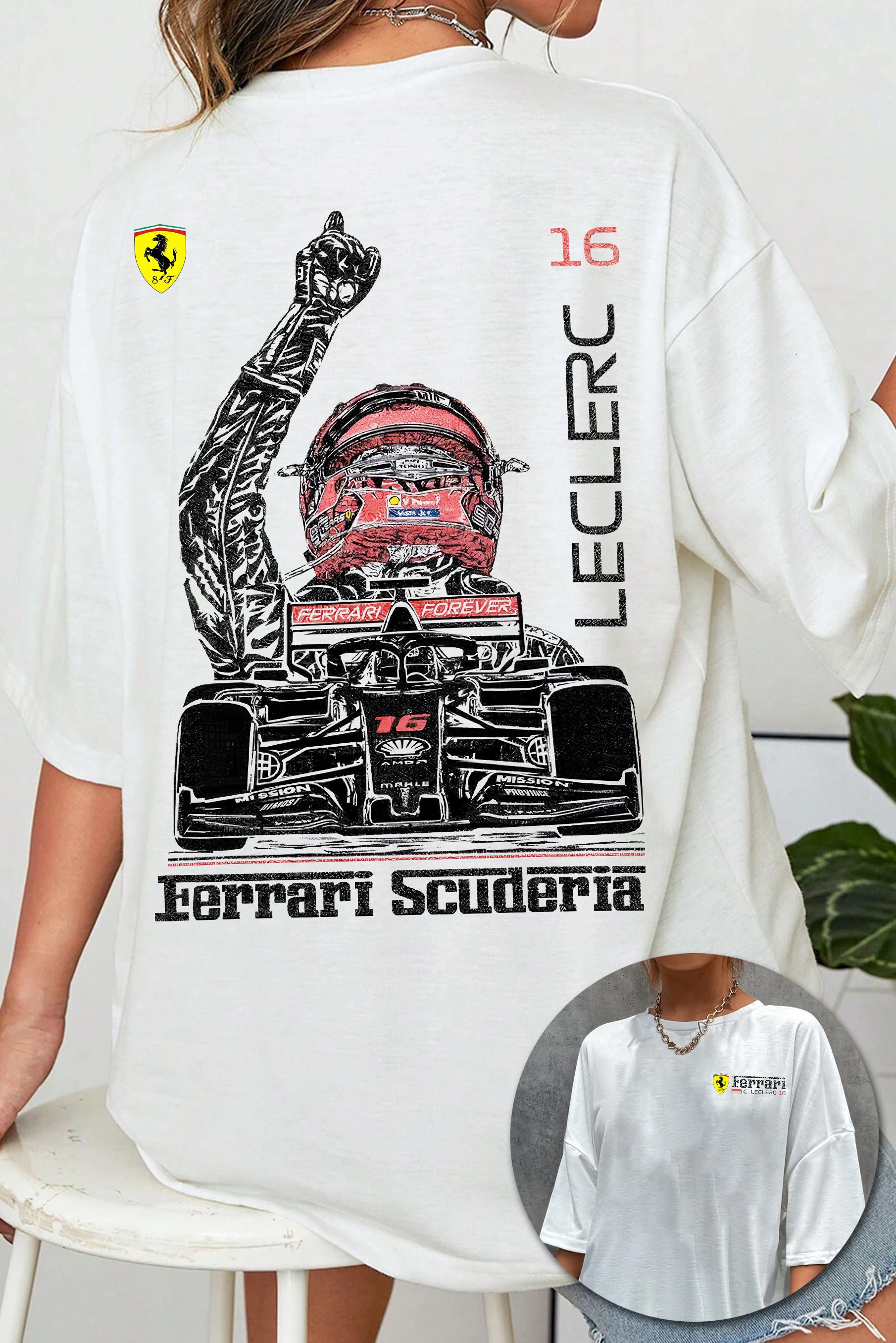 New T-Shirt Formula 1 Merch, Shirt Formula 1 Charles Leclerc For Women