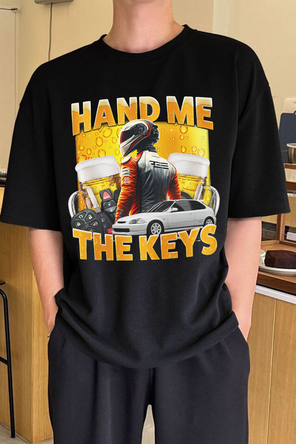New T-Shirt Contrast Color Merch, Shirt Contrast Color Letter Racing Print Short Sleeve