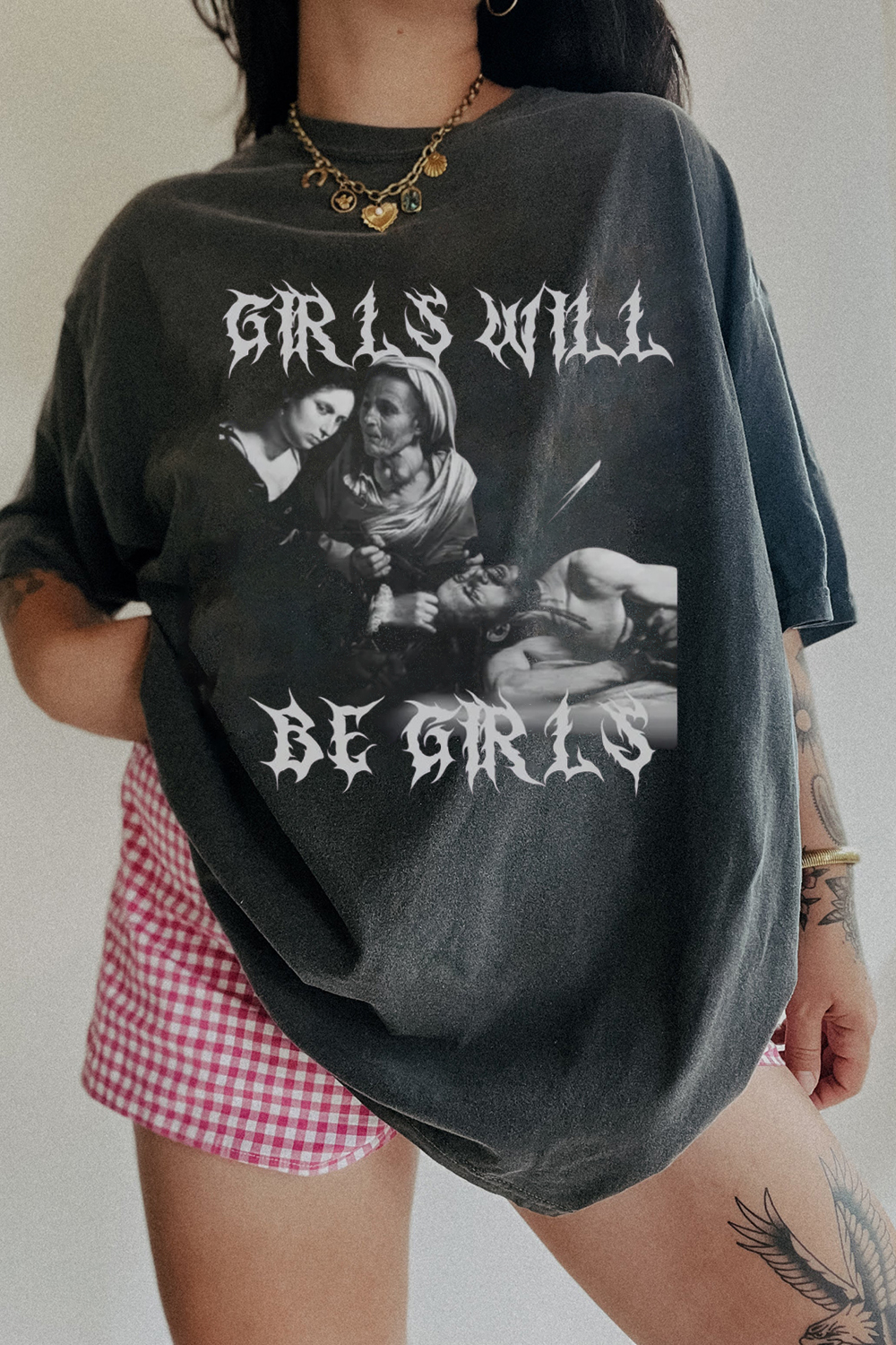 T-Shirt Dark Humor Merch, Shirt Dark Humor Girls Will Be Girls Feminism For Women