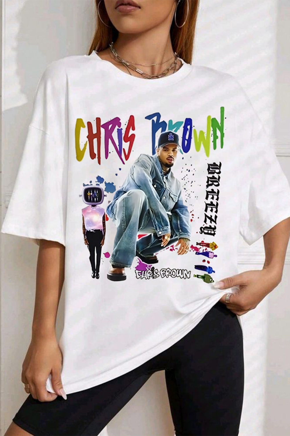 New T-Shirt Chris Brown Merch, Shirt Chris Brown Printed Short-Sleeved