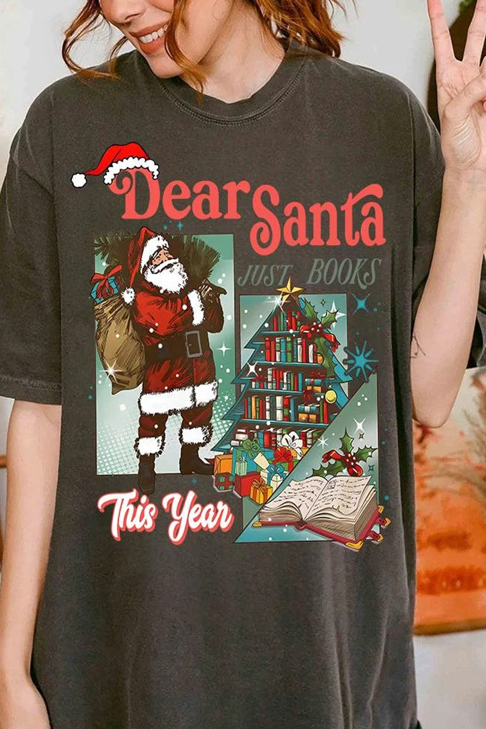 New T-Shirt Cartoon Santa Merch, Shirt Cartoon Santa Claus Print Short-Sleeved