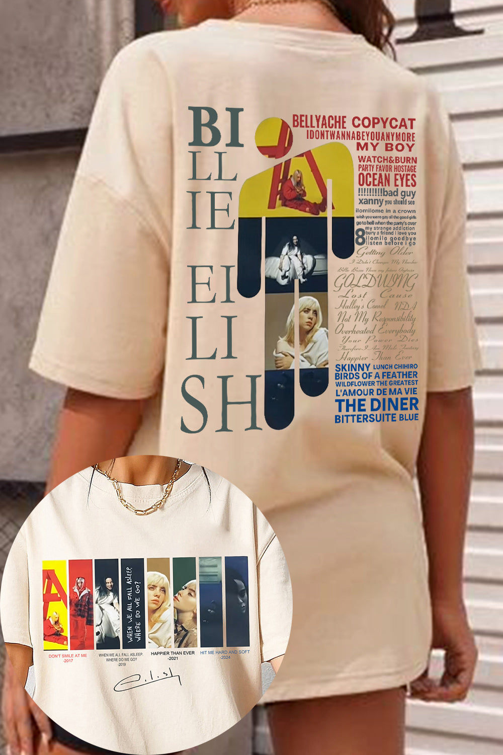 New T-Shirt Billie Eilish Merch, Shirt Billie Eilish Concert Graphic For Women